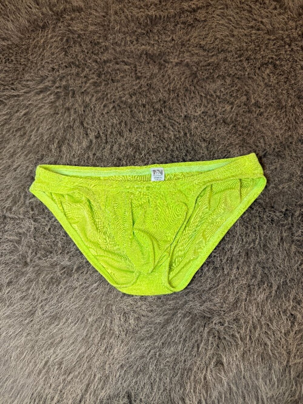N2N Bodywear Men's Neon Lime Green Low Rise Bikini Brief Underwear Size Small
